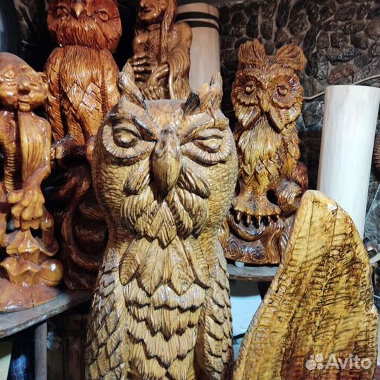 Резьба по дереву, фигуры животных для интерьера