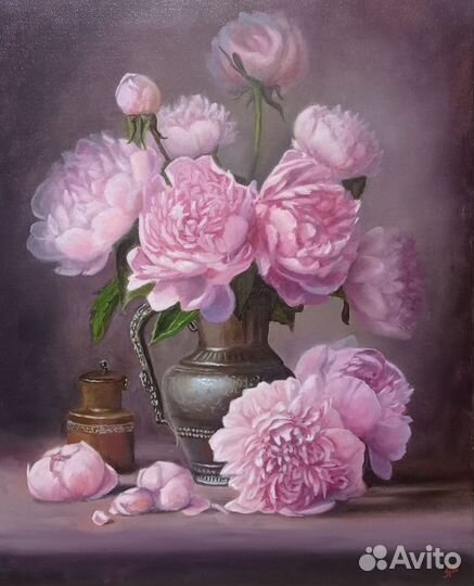 Картина маслом нахолсте Пионы