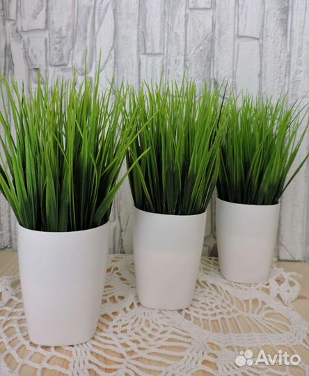 Искусственная трава осока в горшочке