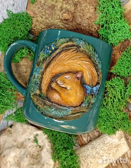 Декор из полимерной глине на кружке