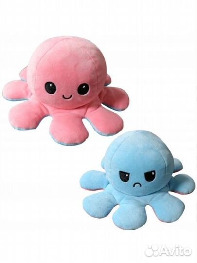 Осьминог перевертыш, двусторонняя мягкая игрушка