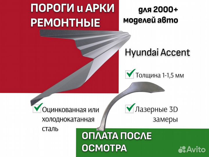 Арки ремонтные задние Hyundai accent Тагаз