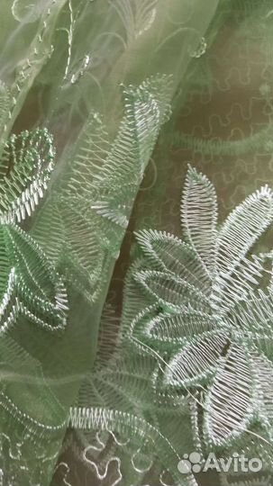 Штора тюль органза салатовая