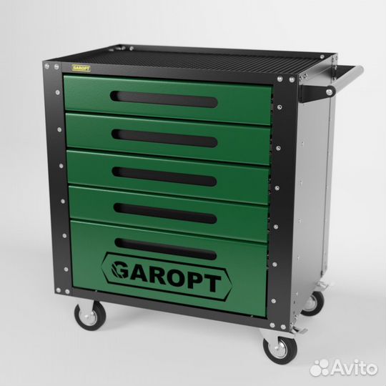 Тележка для инструмента 5 ящиков зеленая Garopt