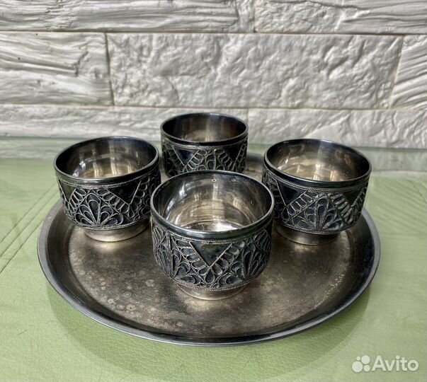 Стопки на подносе мельхиор СССР