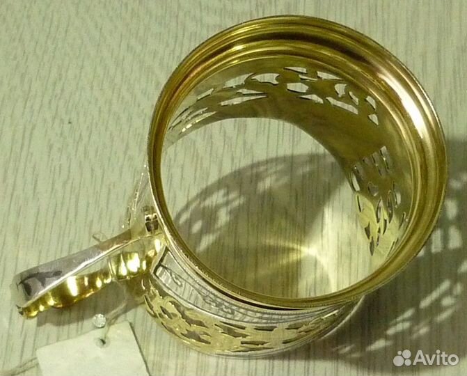 Серебряный подстаканник с биркой