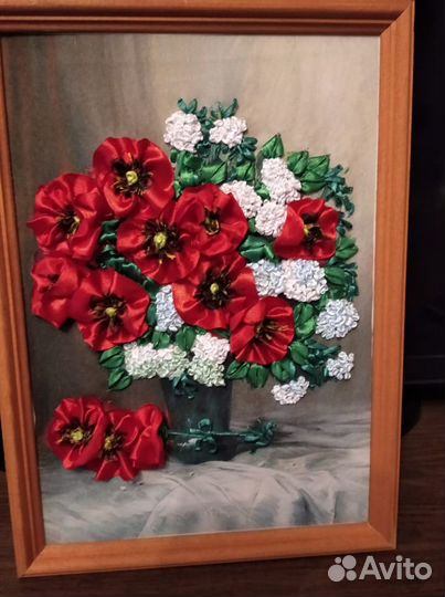 Картины вышитые атласными лентами