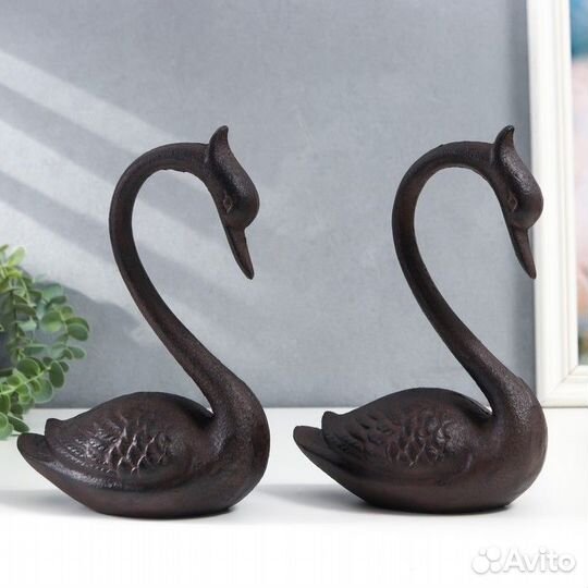 Сувенир чугун 'Два лебедя' набор 2 шт 20х8х15 см