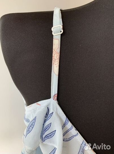 Голубое летнее платье миди 42-44 с оборками