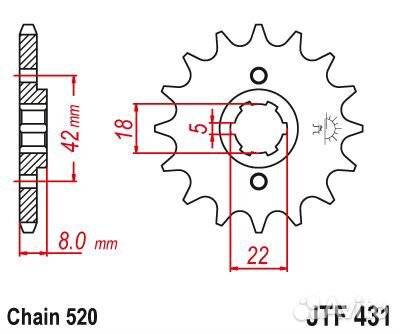Звезда ведущая для мотоцикла JTF431.13
