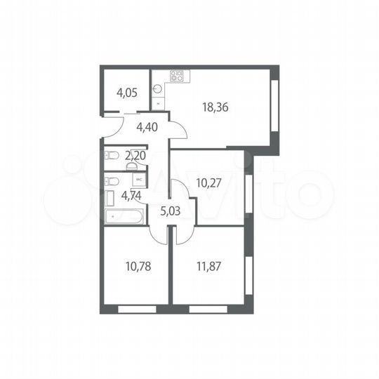 3-к. квартира, 72,4 м², 35/51 эт.