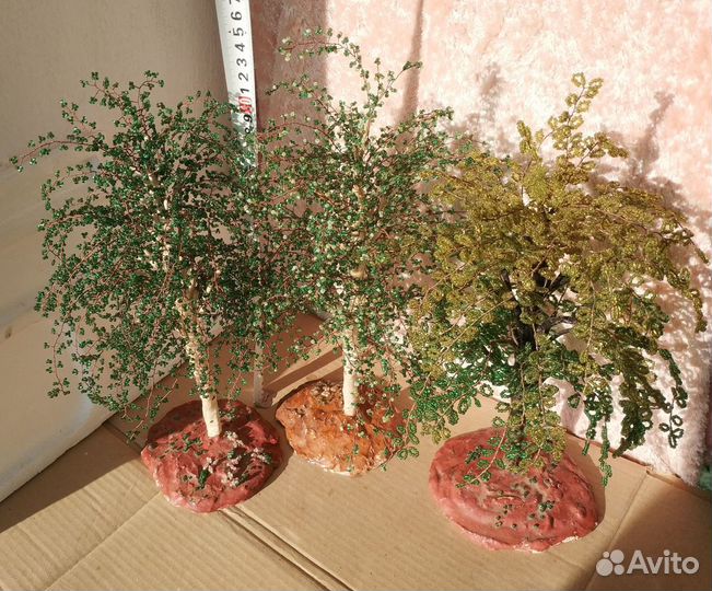 Дерево бисер Высота 35 см СССР Ручная работа Берез