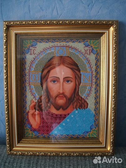 Икона Христос Спаситель (бисером)