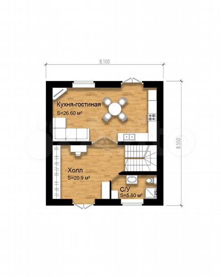 Коттедж 108 м² на участке 7,3 сот.