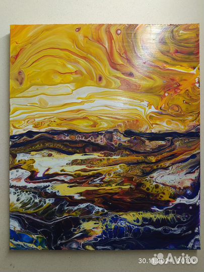 Картины в стиле флюид арт. Акрил. Лак