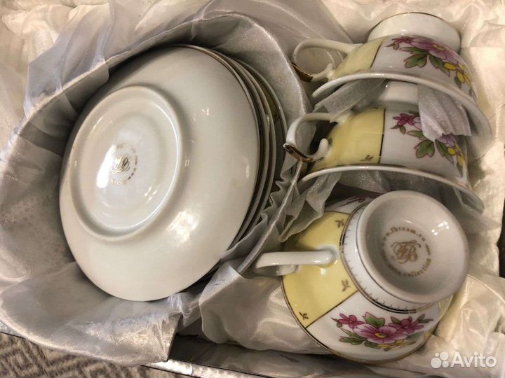 Чайные пары, немецко-турецкий фарфор 3 комплекта