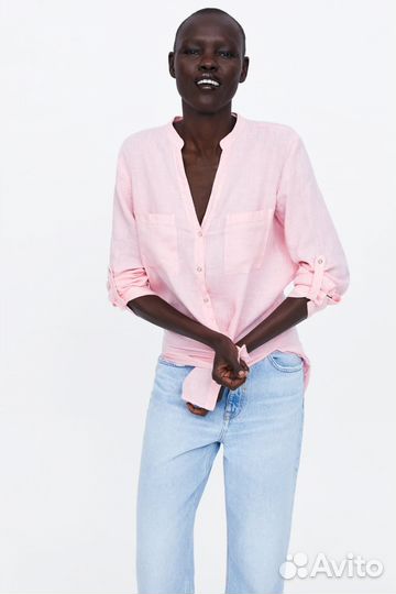 Льняная рубашка zara