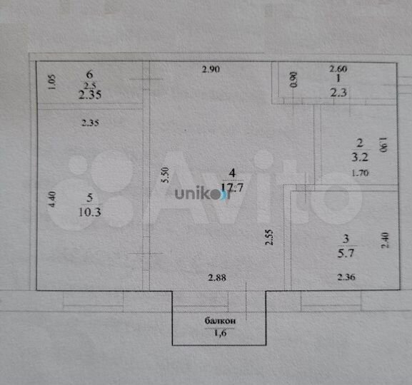 2-к. квартира, 45 м², 1/2 эт.