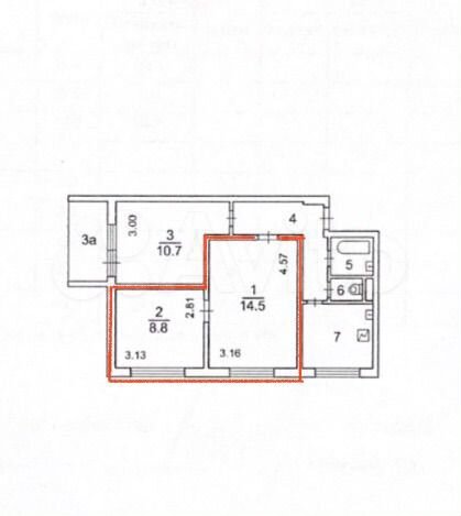 Комната 23,3 м² в 3-к., 4/9 эт.
