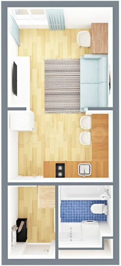 Своб. планировка, 27,1 м², 16/20 эт.