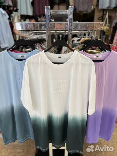 Футболка Miu Miu амбре градиент Оверсайз до 50