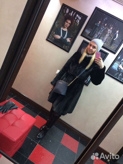 Шуба норковая с капюшоном 44 46 черная