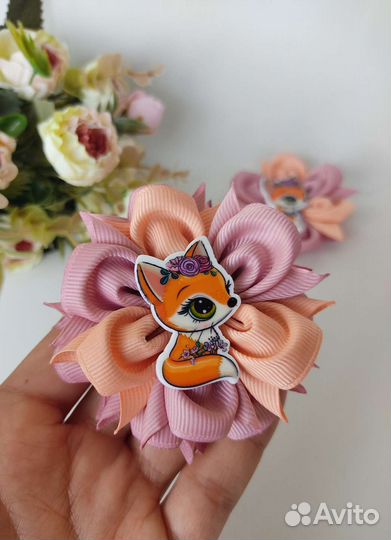 Бантики для волос с лисичками