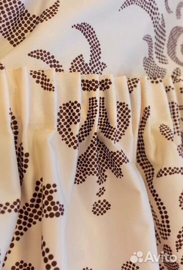 Штора 260х250см, Белый с коричневым вензелем