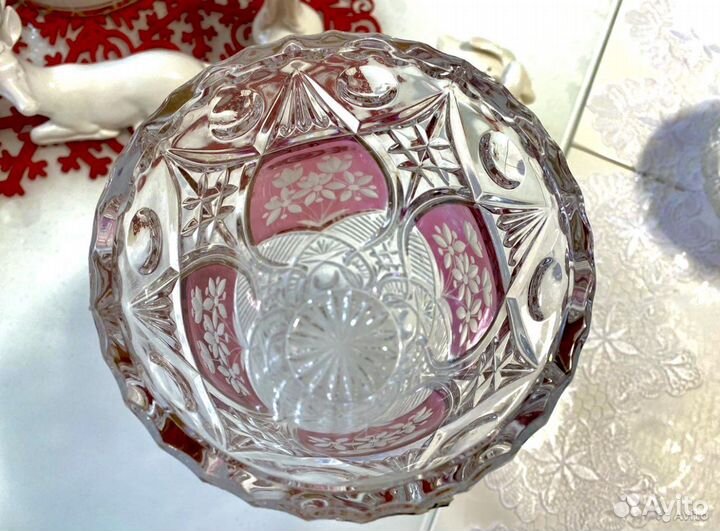 Ваза Богемия Чехословакия 22 см. Шкатулка