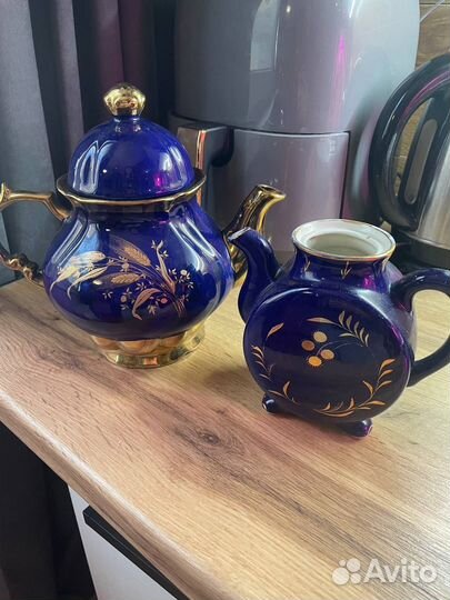 Заварочный чайник 2 штуки Гжель кобальт