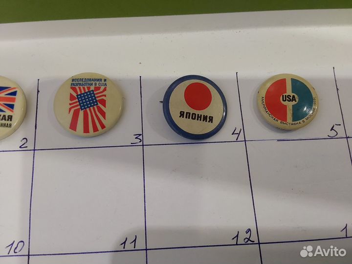 Значки выставок 1959г 1961г США Япония Англия 5шт