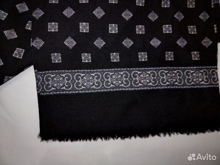 Шарф мужской павлопосадский шерстяной чёрный