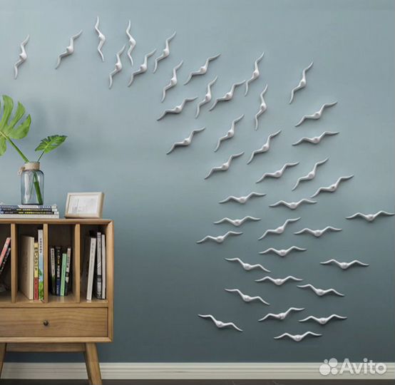 Декор 3D Чайки на стену украшение для дома офиса