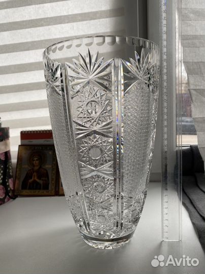 Большая хрустальная ваза Bleikristall гдр
