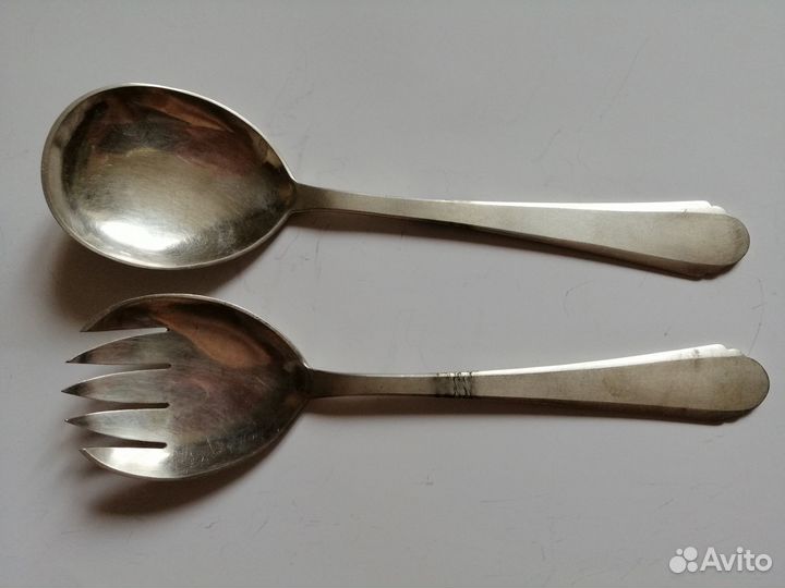 Ложка вилка лопатка для рыбы салатная Серебро 84