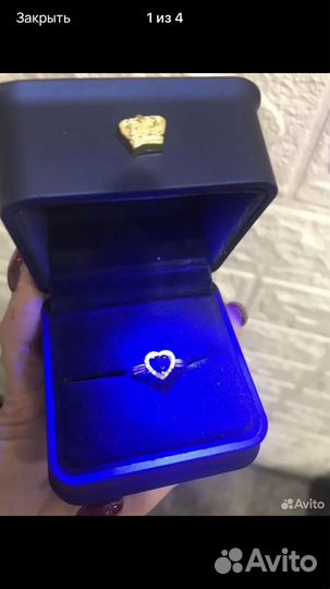 Золотое кольцо с сапфиром и бриллиантами