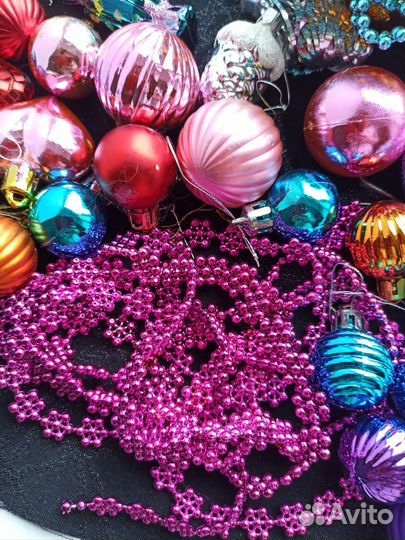 Новогодние украшения пластик стекло бусы гирлянды
