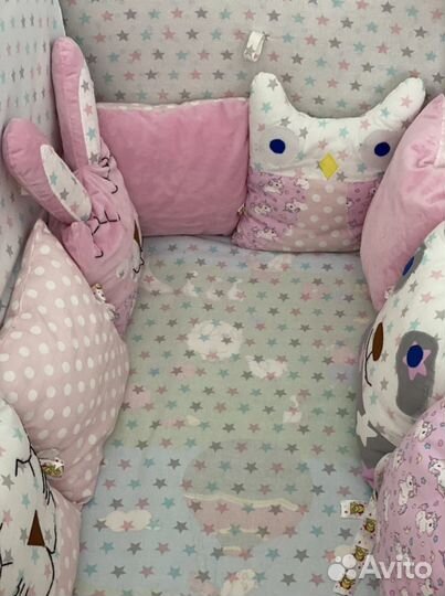 Бортики в детскую кроватку для девочки