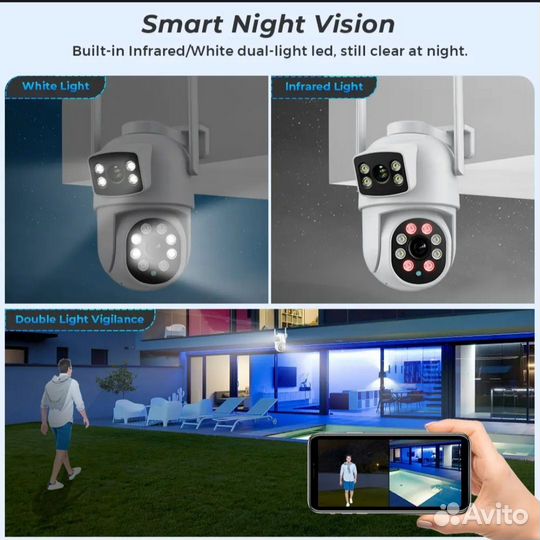 Камера Wi-Fi Hiseeu 8mp,2 объектива,уличная,4K