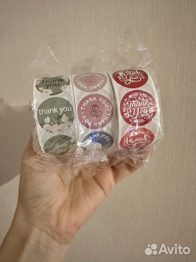Стикеры Thank you (рулон 500 шт) диаметр 2,5см