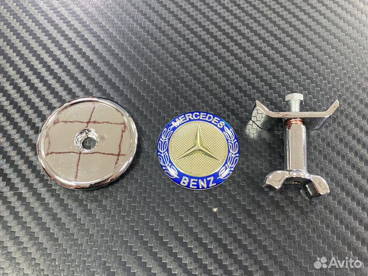 Эмблема в капот штатная синяя 44 мм Mercedes