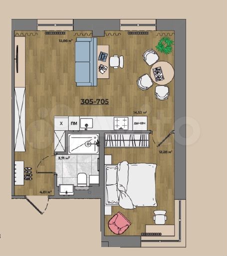 2-к. апартаменты, 49 м², 5/7 эт.