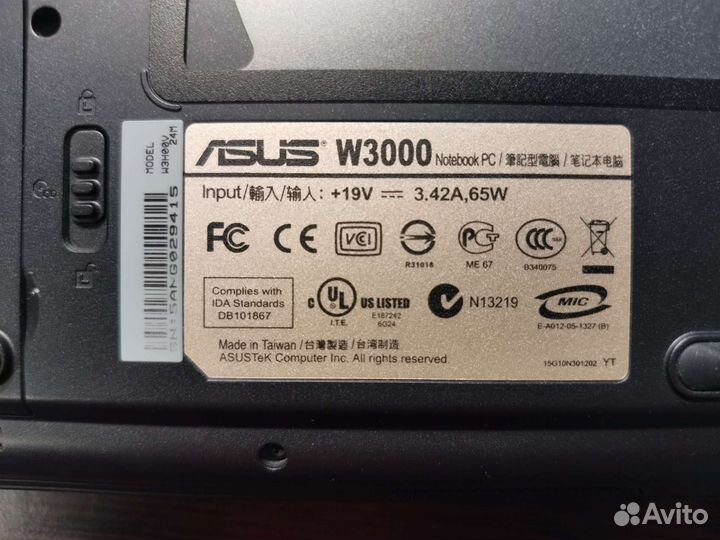 Ноутбук asus W3000