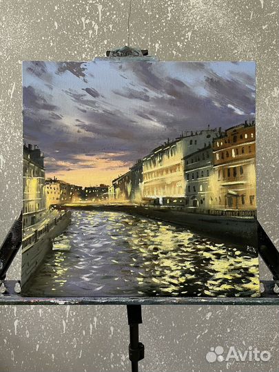 Картина маслом огни Петербурга