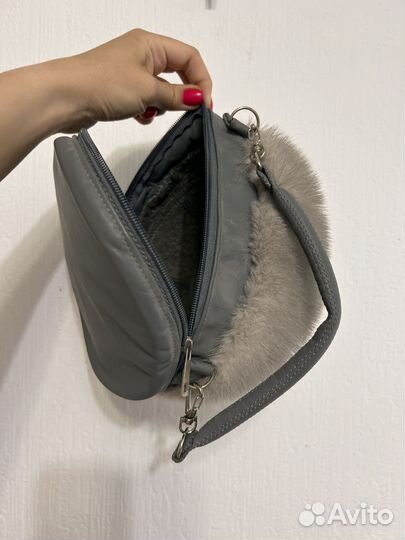 Шапка и сумка кожаные с мехом норки