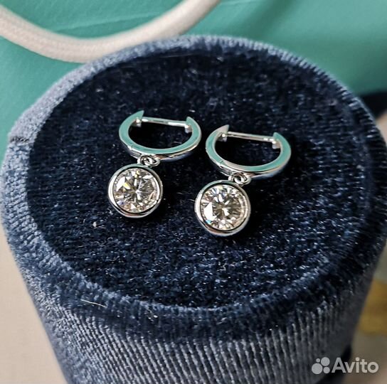 Серьги бриллиант муассанит 2 ct