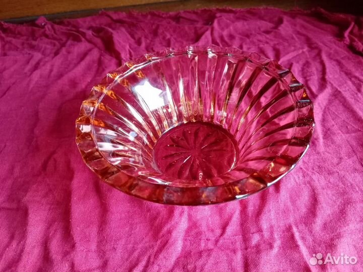 Конфетница советская из карамельного стекла