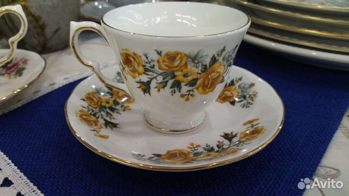 Чайная/кофейная пара Англия Royal Vale Желтые роз