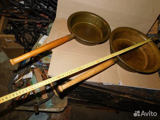 2 старинных,латунных сотейника таза для варенья