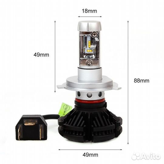 Лампы X3 LED Headlight H4 Lumileds ZES